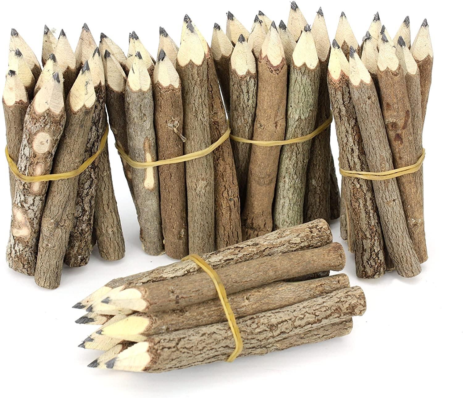 Assorted-Stick Twig Natural Graphite Outdoor Wooden Pencils Tree Child Camping Decorative Color