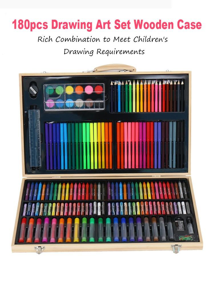 Good Quality 180PCS Professional Drawing Paint Art Set For Kids Children  School Wood Art Set