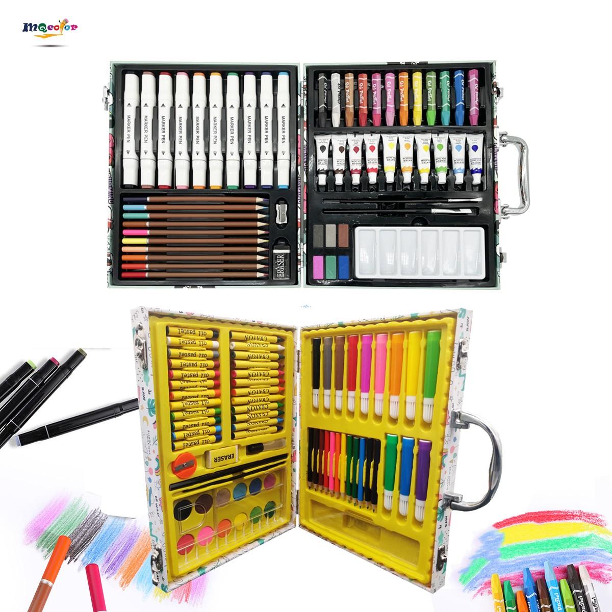 2022 New gifts nice pack 53 Pcs Non-Toxic Kids Wooden Box Watercolor Pen Colour Pencil Art Drawing Set Painting Set