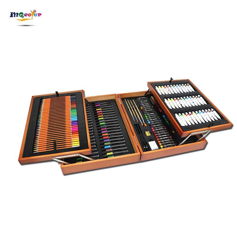 145 Piece Deluxe Art Set, Wooden Art Box & Drawing Kit Crayons