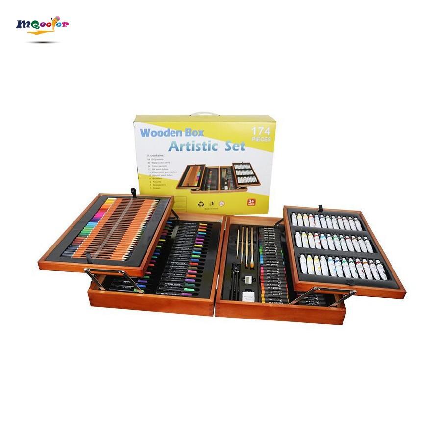 174 piece deluxe art wood drawing painting pencil case creativity set for kid young artists For Kids