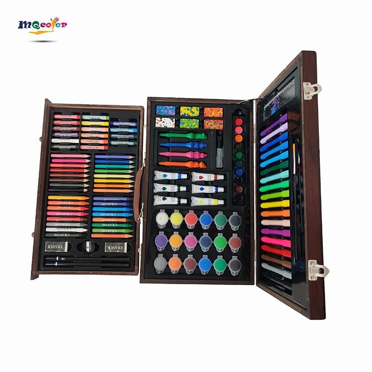 Wooden Case drawing pencil set high quality stationery art set of 123 art set For Kids