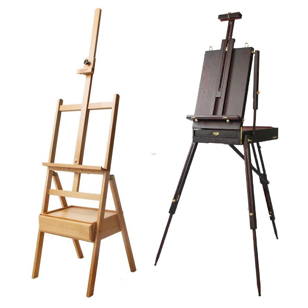 Large Painters Easel Adjustable Solid Beech Wood Artist Easel, Studio Easel for Adults with Brush Holder, Holds Canvas up to 48