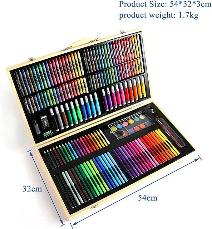 Norberg & Linden Art Supplies XXL144 Art Set in Deluxe Wooden Box with  Drawer Includes Crayons Oil Pastels Watercolor Paints Colored Pencils  Sharpener Sketch Pad for Adults and Kids