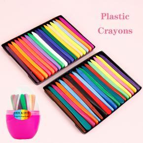 6-36 Colors Kid Wax Fun Box Triangle Crayones Waterproof Customised Logo/Package Safe and non-toxic Color Pencil Plastic Crayon