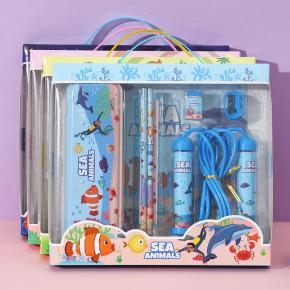 Cartoon stationery set gift box school supplies rope skipping sports gift pack of ten patterns to choose from