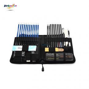 Professional 48pc Sketching Kit with Zippered Case - Artist-Grade Graphite, Charcoal & Pastel Pencils Set for Students & Adults  