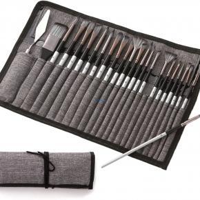 High Quality Nylon Artist Paint Brushes Set 1 inch With Canvas Bag for oil Acrylic Watercolor