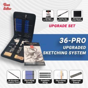 Enhanced 36-Piece Professional Sketching System | 12 Graphite Pencils (5H-8B) + Technical Tools | Artist-Grade Kit