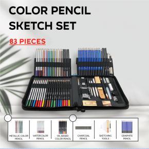 Professional 83-Piece Sketch & Colored Pencil Art Kit | 36 Multitype Pencils + 7 Pro Tools | Zipper Bag for Artists & Adults - 副本