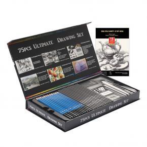 75-Piece Sketching Set | Professional Charcoal, Graphite & Watercolor Pencils | Eco-Friendly Paper Box Art Kit