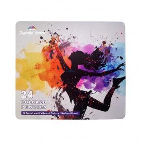 24-Colored Pencils Tin Box Set | 3.0mm Soft Wood & Vibrant Colors | Safe Art Kit for Kids & Artists