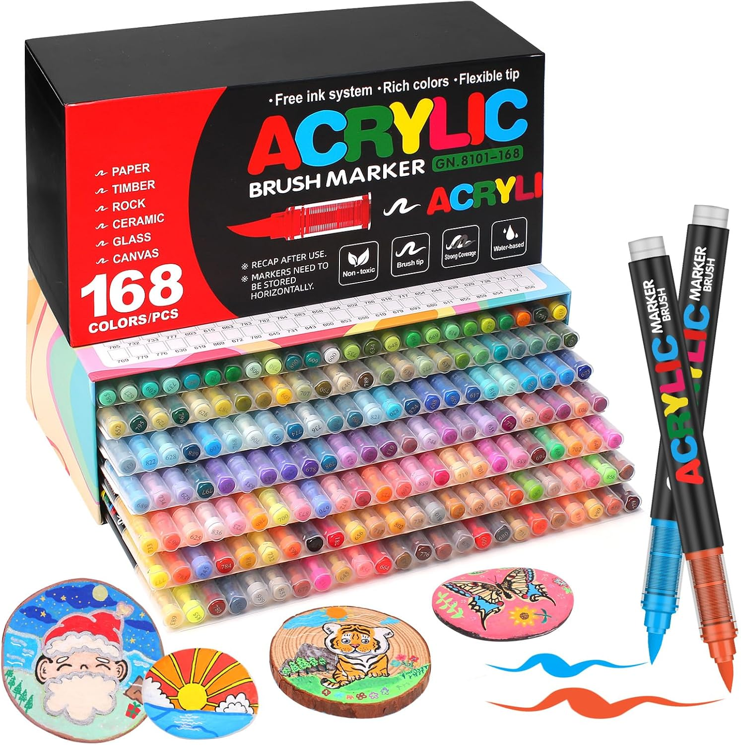 Direct Liquid 120 Colors Soft Tip Acrylic Marker Pens Rock Painting Markers for DIY Arts Crafts Set for Canvas Glass Plastic