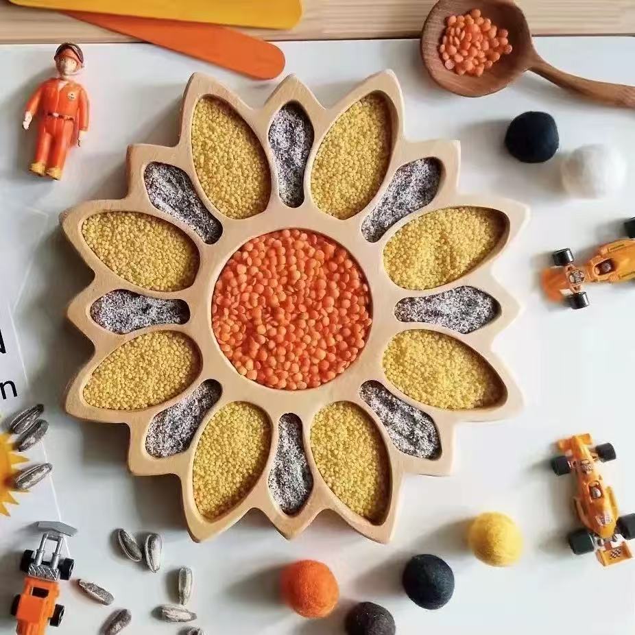 Wooden Sensory Sunflower Play Tray Kit