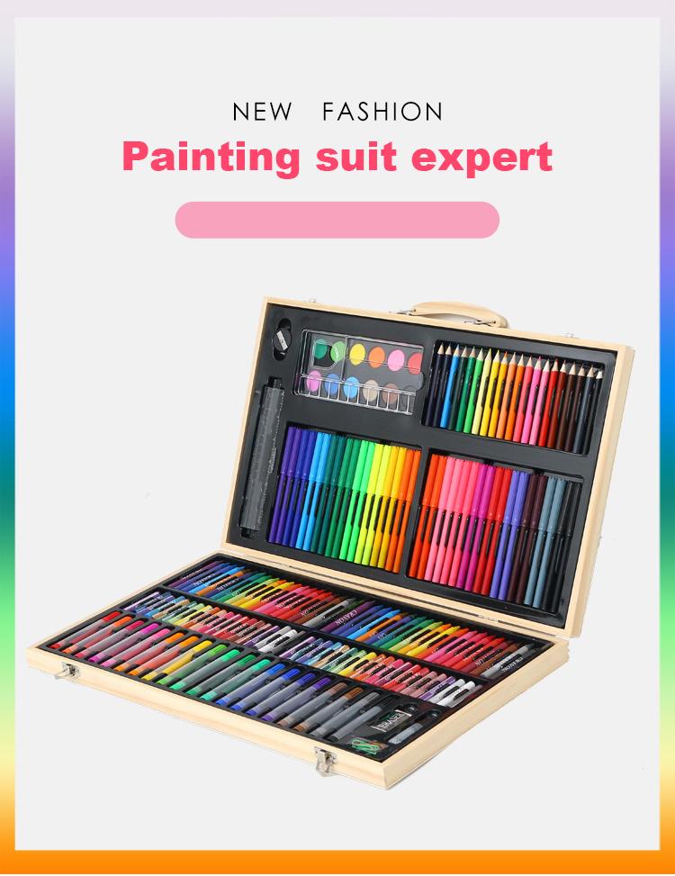 180-piece wooden art set showing internal tools