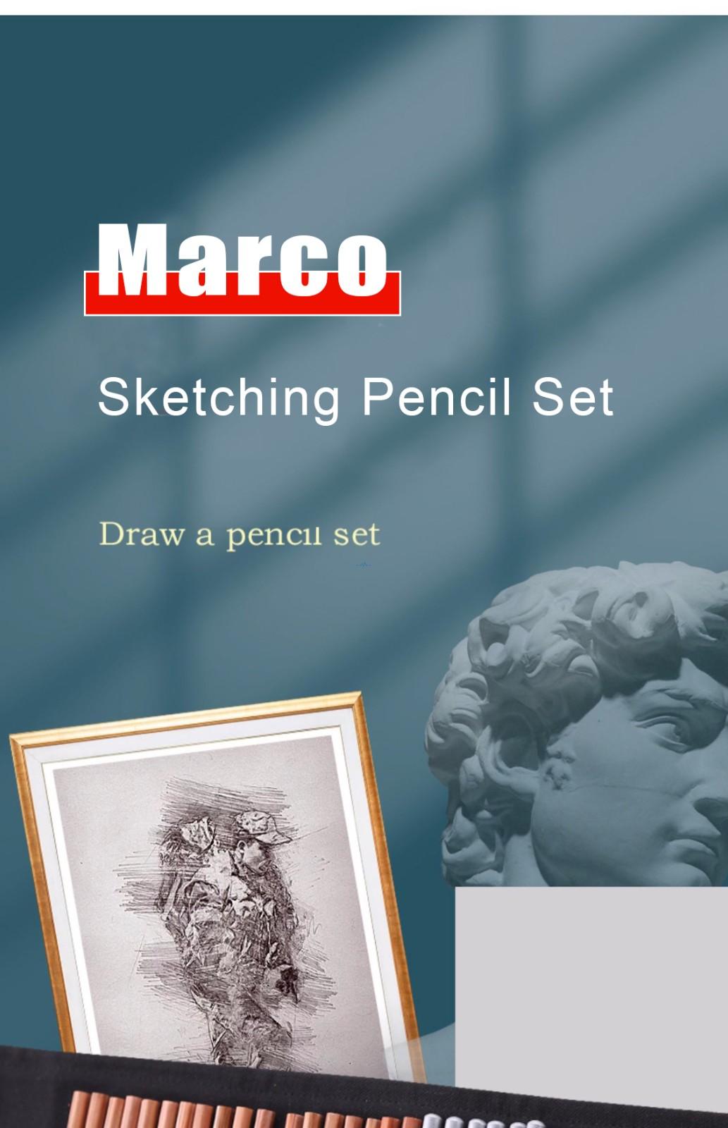 Professional Roll-Up Sketching Kit with Canvas Pencil Roll and Eco Tools