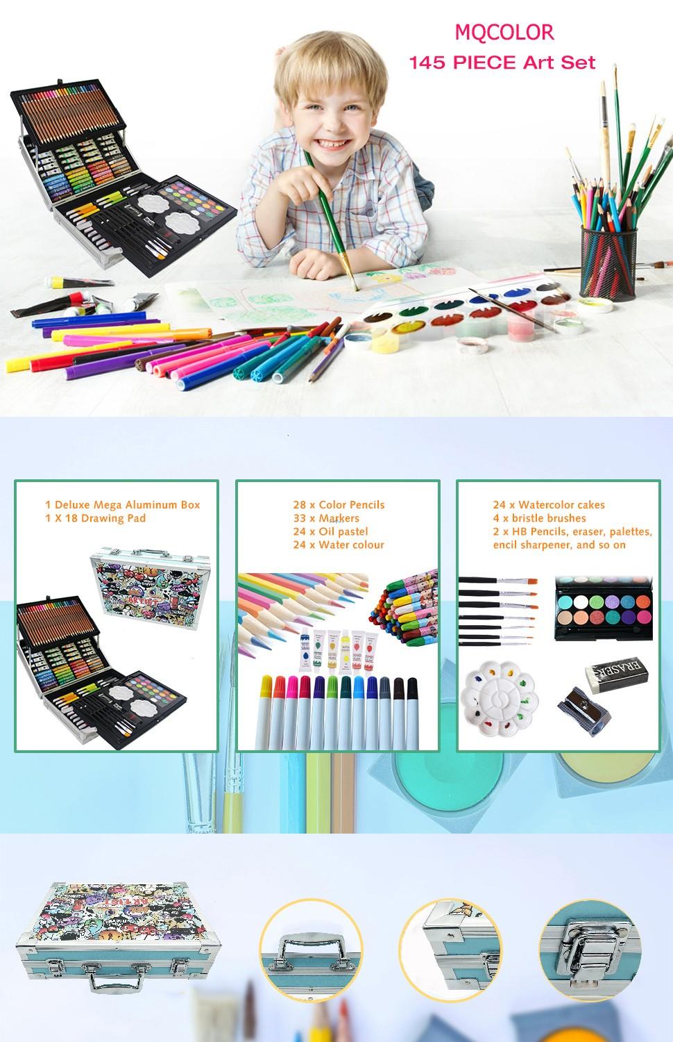 145-Piece Art Supplies Set for Kids, 2 Layers Drawing Supplies for Kids Boys  Gir