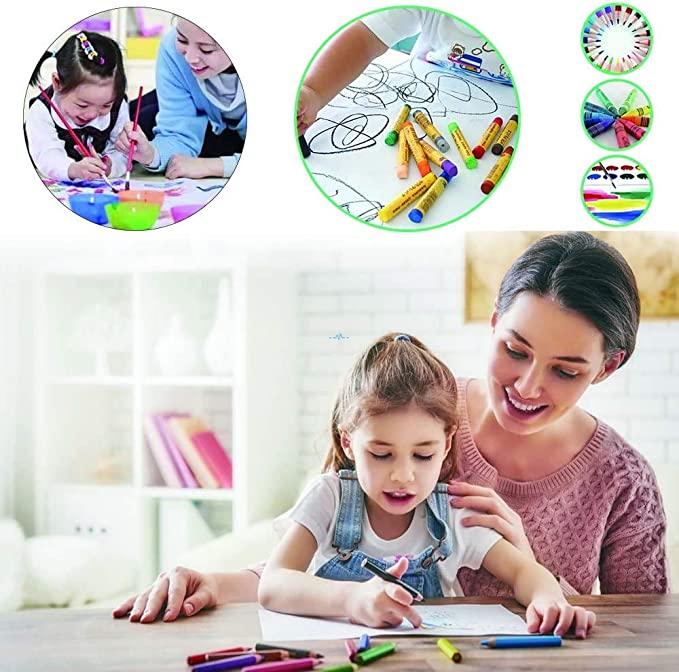 Child painting at kitchen table with brush and palette