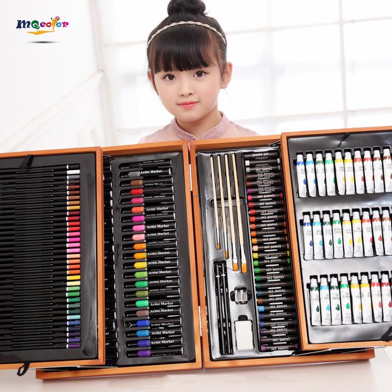 Closed double-deck wooden art case with handle (45x31.5cm)