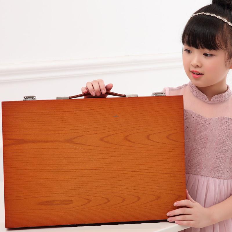 Closed double-deck wooden art case with handle (45x31.5cm)