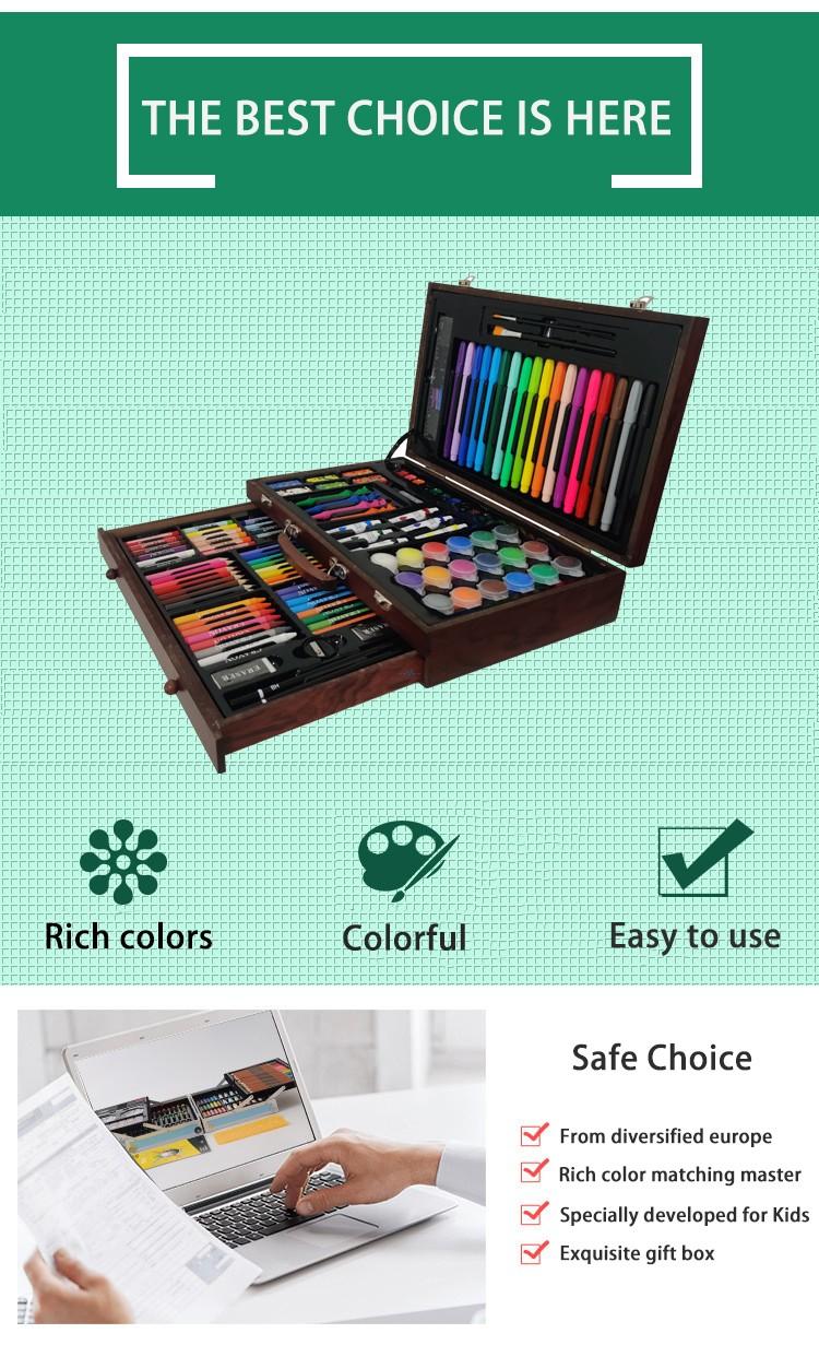 Three open drawers showing organized art supplies