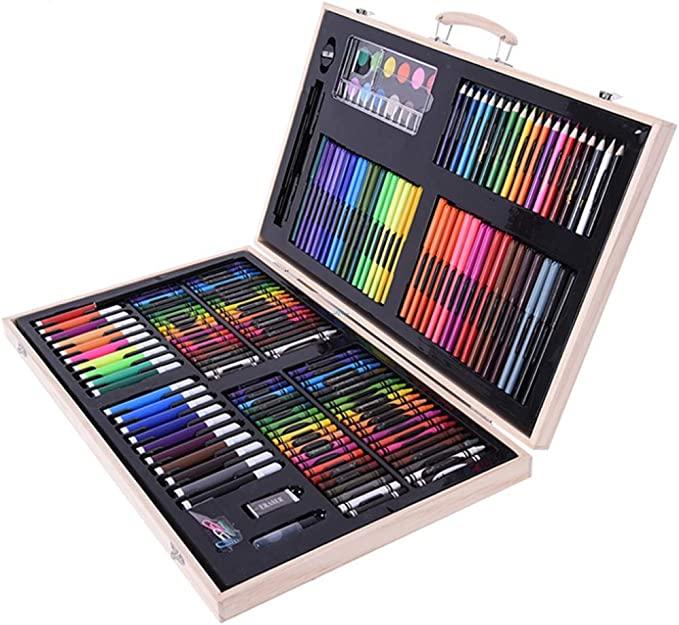 180-piece wooden art set showing internal tools