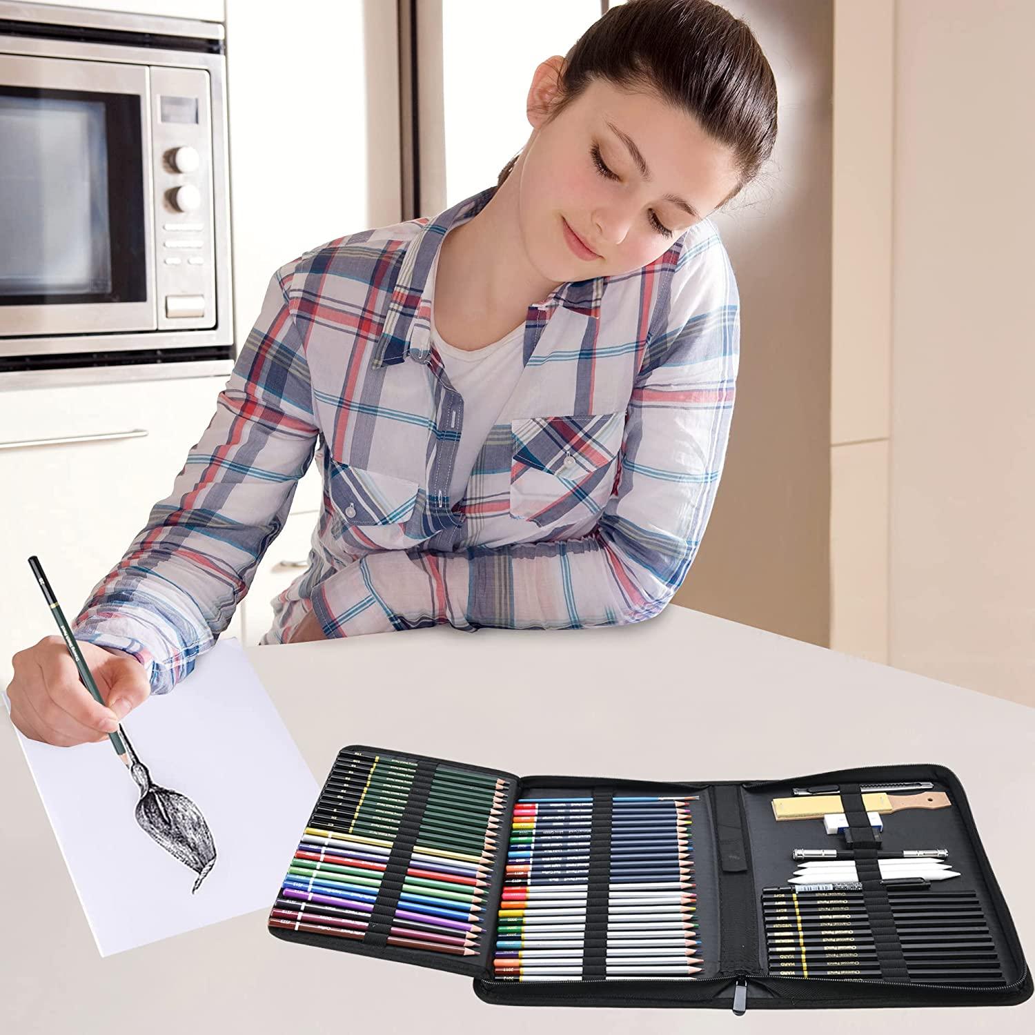 Architect Using Oil-Based Pencils for Technical Drafting