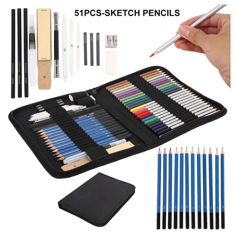 Professional 70 Pcs Drawing Sketching Pencils Set Wood Pencil Tool