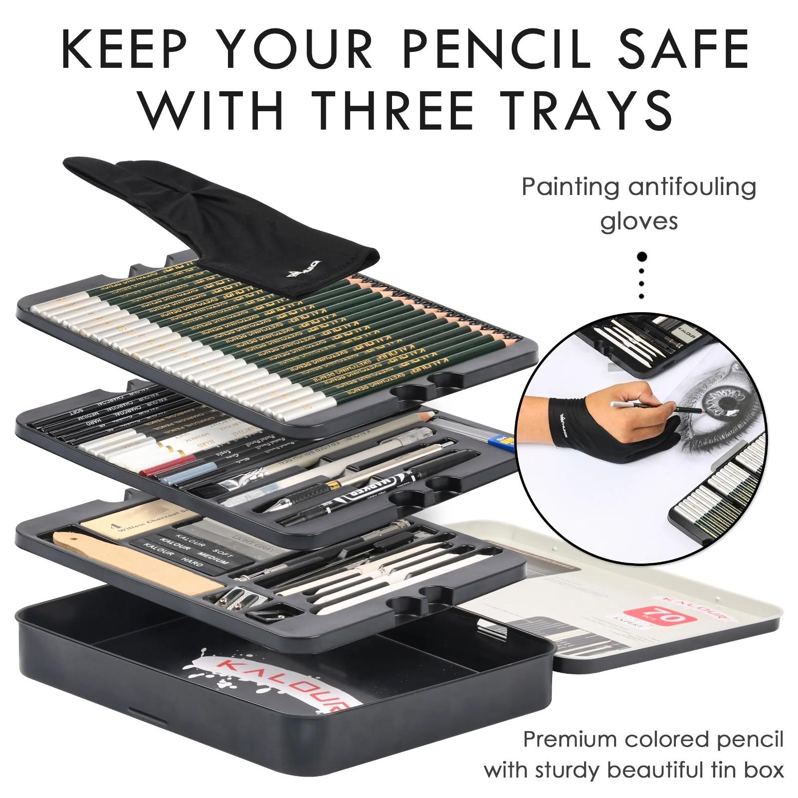Professional 70-Piece Metal Tin Case Sketching Kit for Architects & Artists