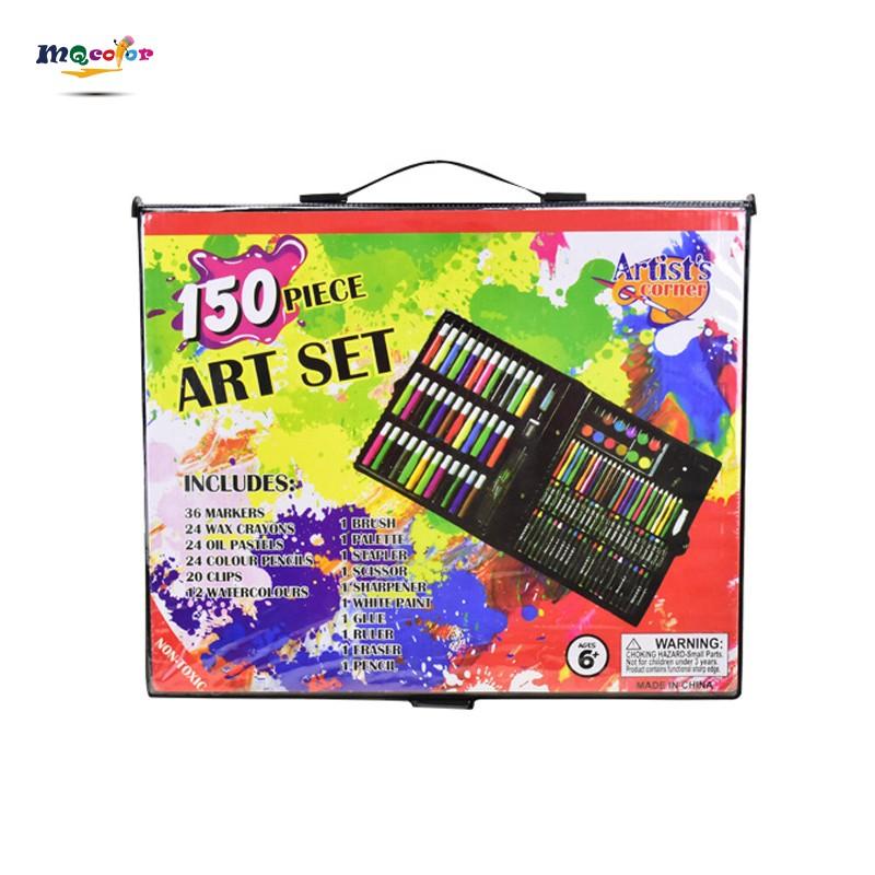 Artist painting on canvas with oil pens from the art kit