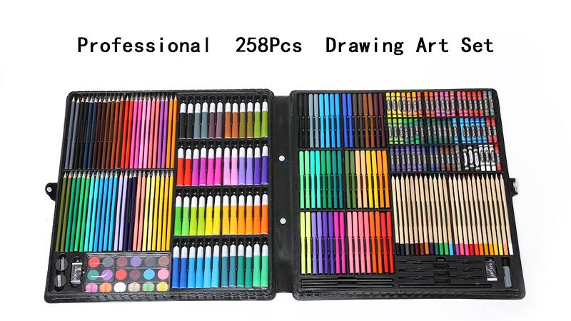 258-Piece Kids Art Set with Washable Crayons and Safety Sharpeners