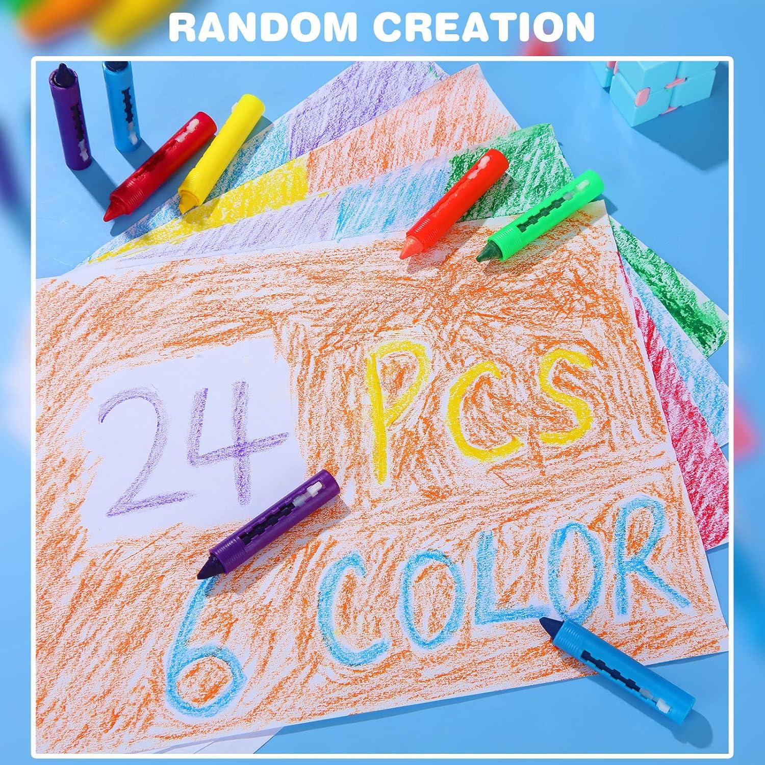 Child using push-up extendable crayons on paper, washable and non-toxic  