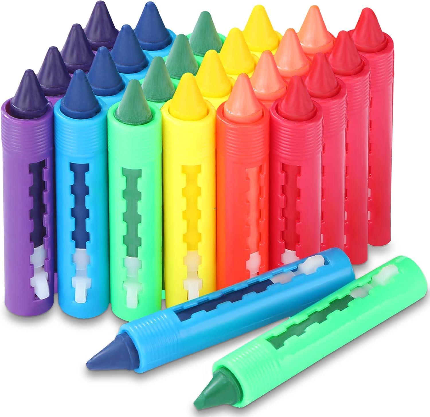 Child using push-up extendable crayons on paper, washable and non-toxic  