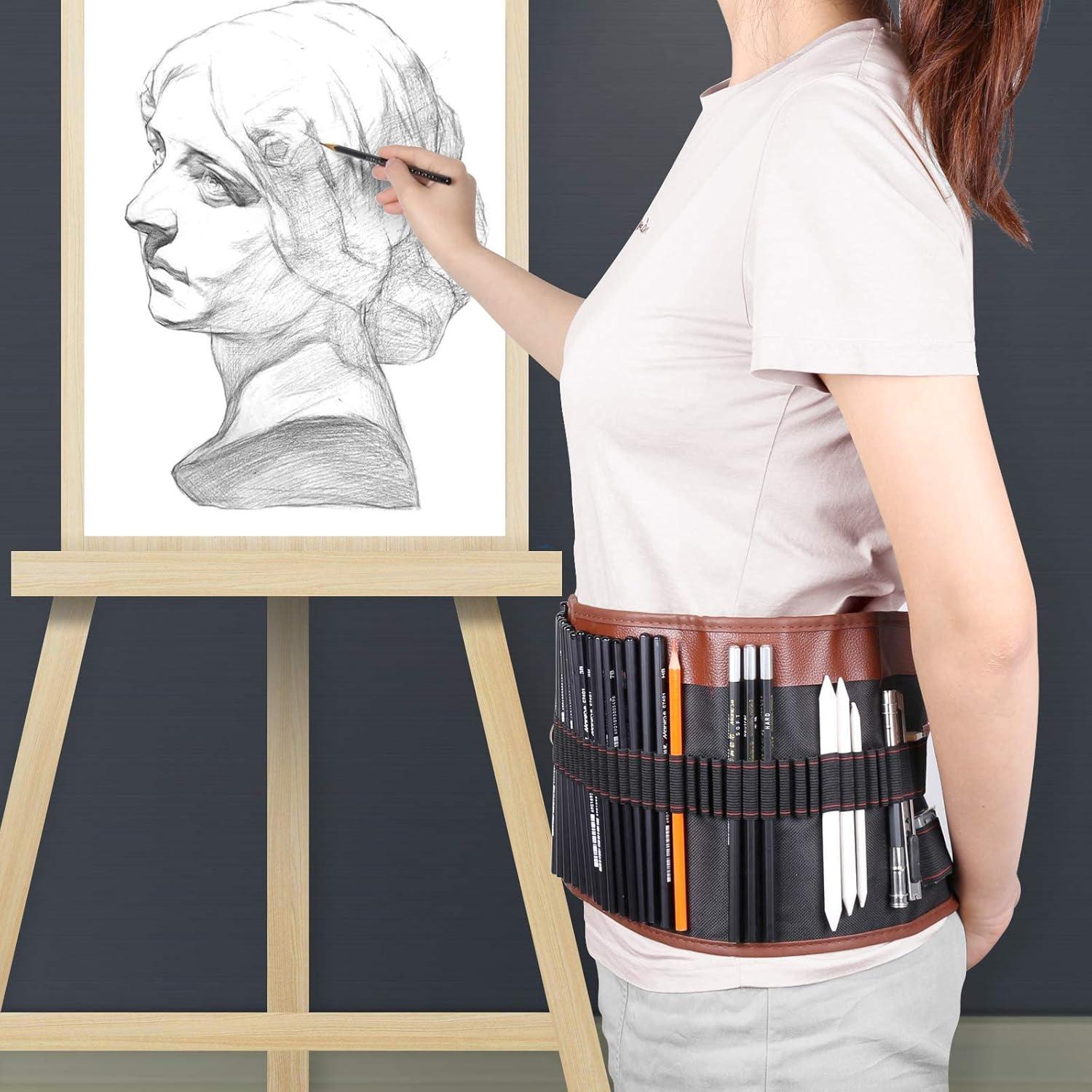 Professional 25-Piece Sketch Drawing Kit with Roll-Up Bag