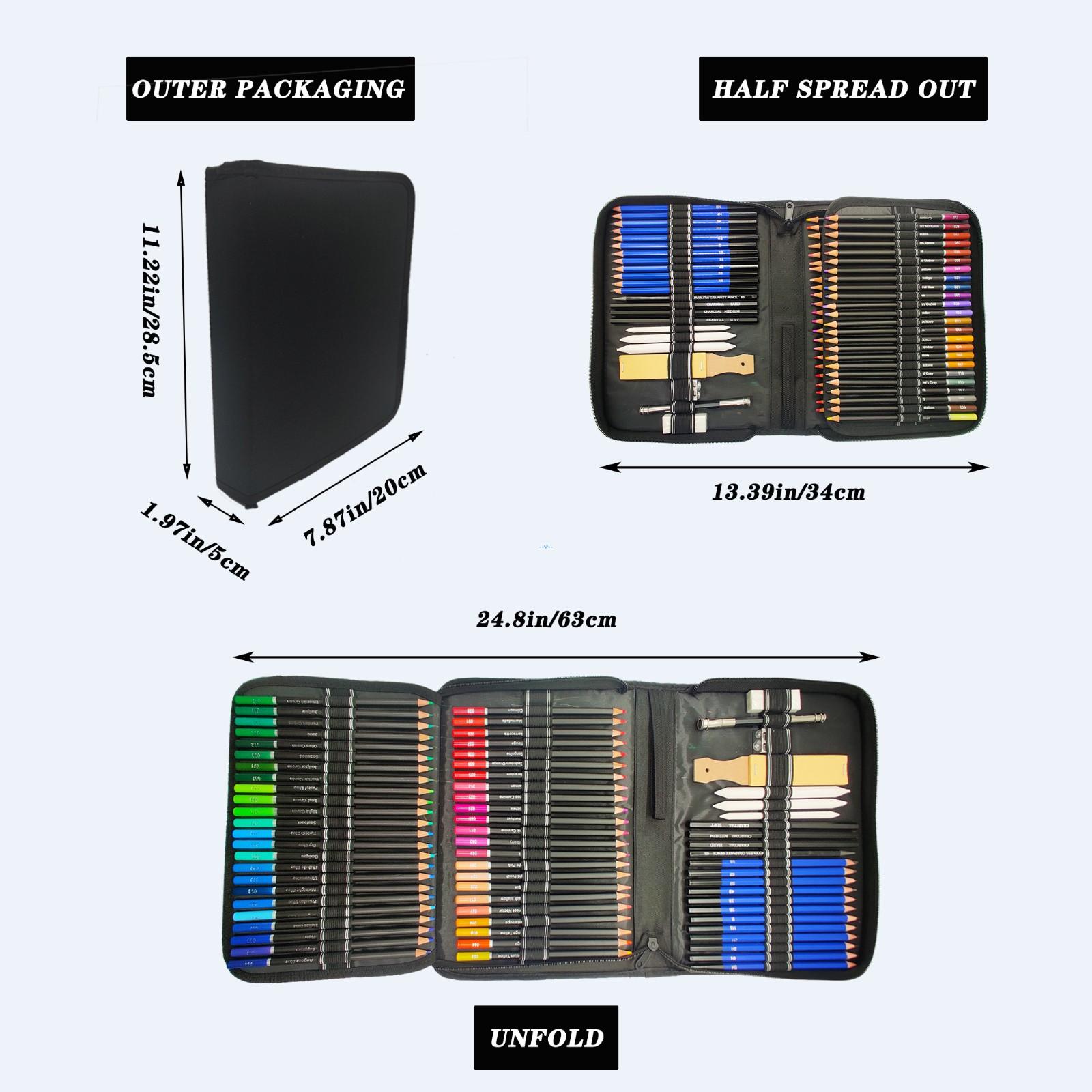 Deluxe 100-Piece Sketch & Colored Pencil Kit with A5 Sketchbook