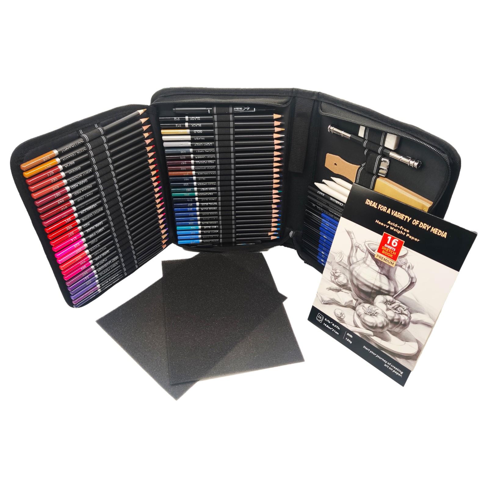 Deluxe 100-Piece Sketch & Colored Pencil Kit with A5 Sketchbook