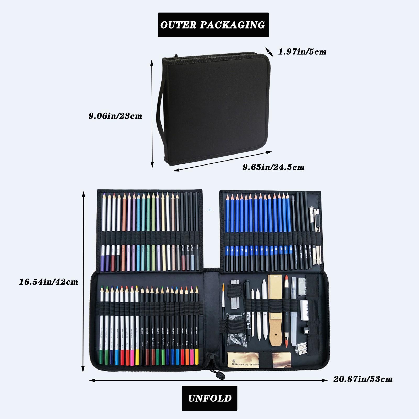 Professional art kit with flip-stand design showing pencils and tools