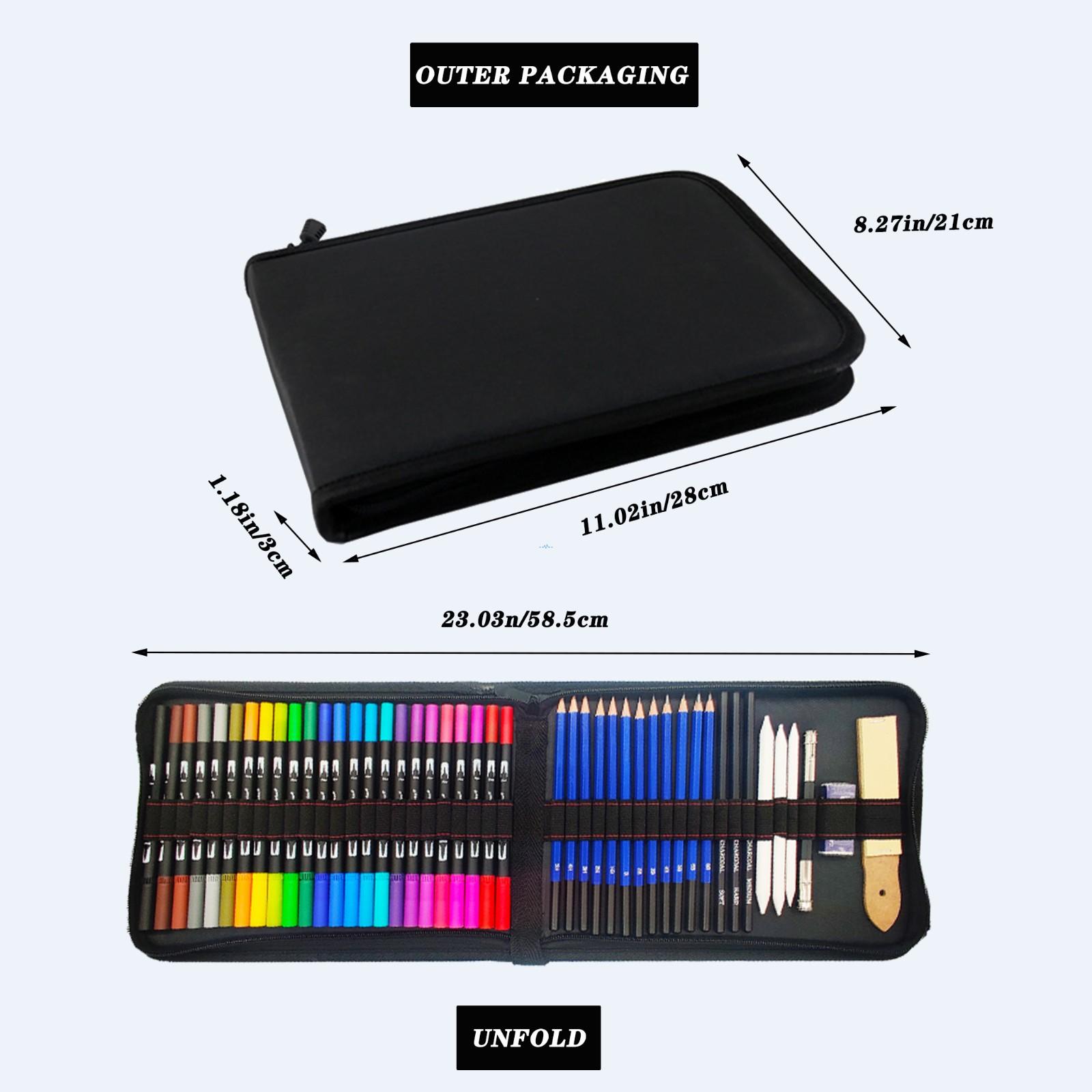 Professional 48-Piece Dual-Tip Art Kit with Watercolor Markers & Shockproof Case