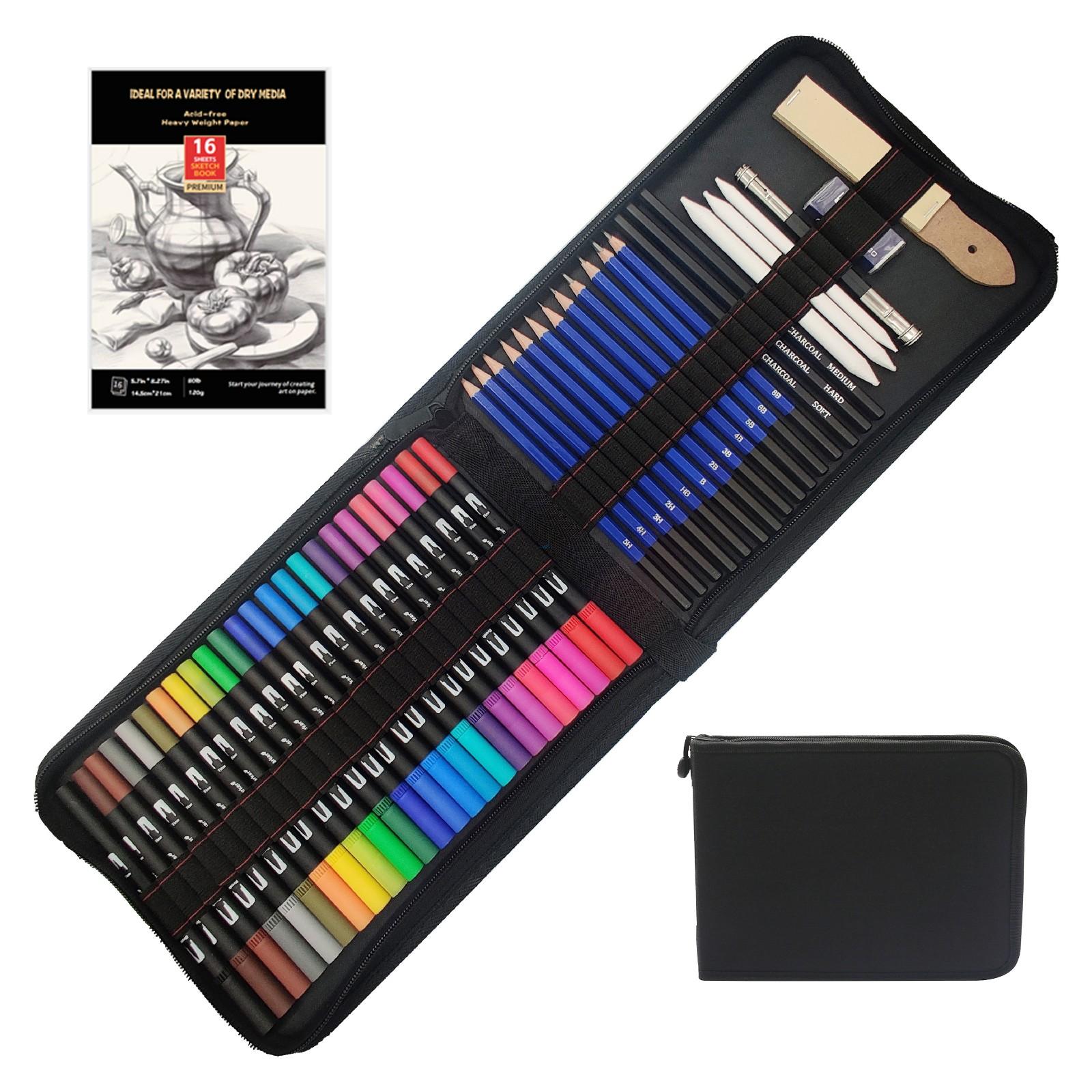 Professional dual-tip art kit with technical pencils and shockproof case