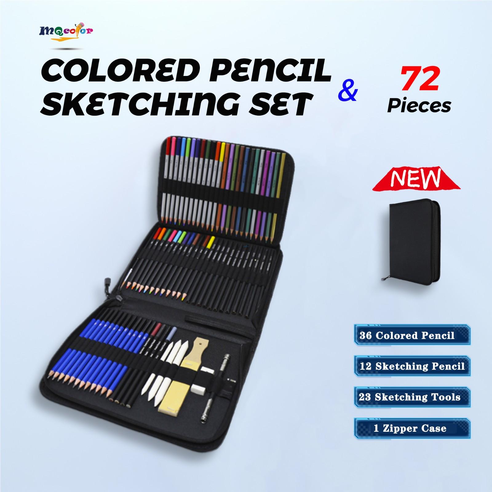 Professional 72-piece art set with 5 media types in open case