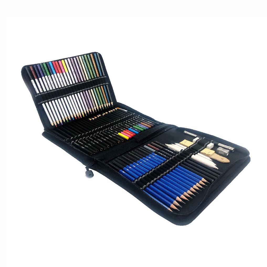 Professional 72-Piece Drawing Set with Oil-Based & Metallic Pencils