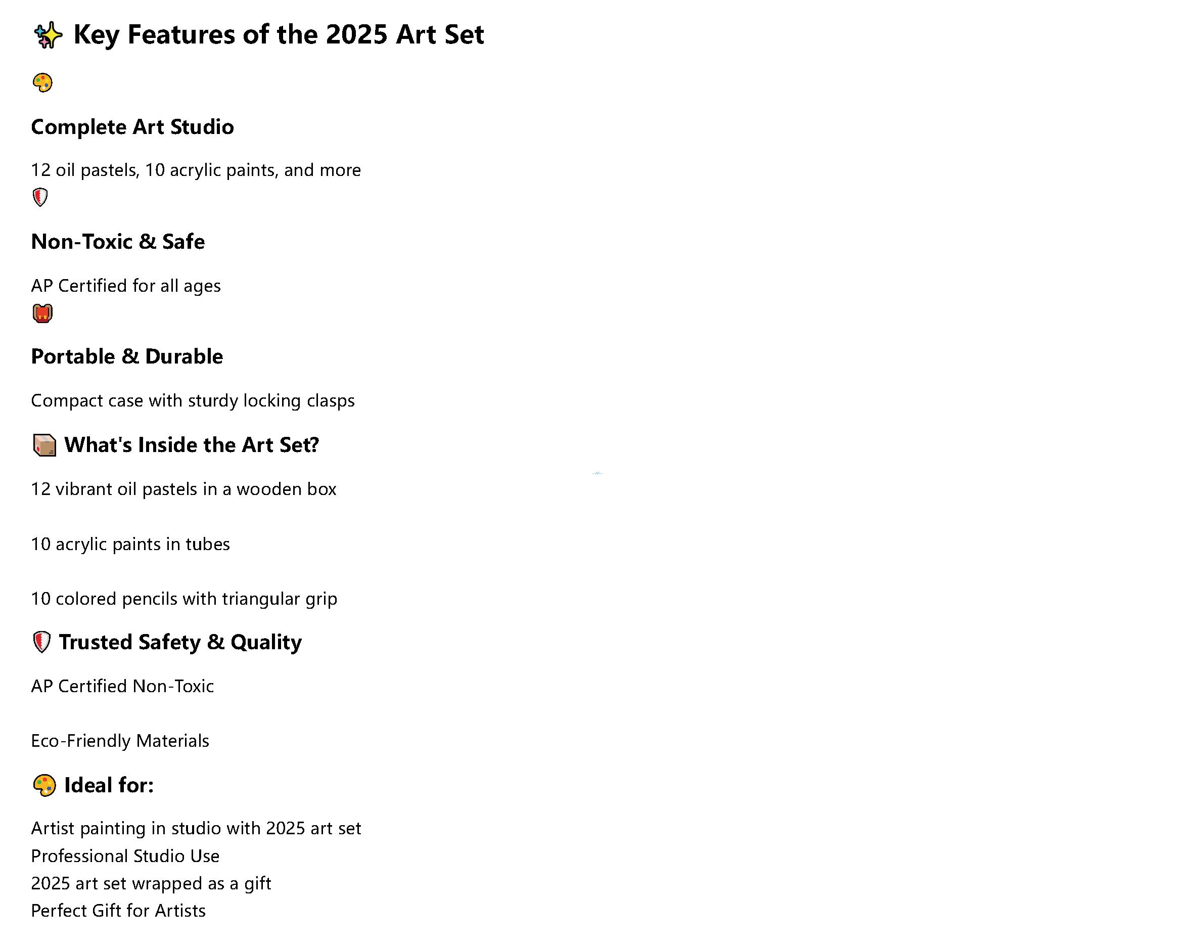 2025 Art Set showing portable design and art supplies inside