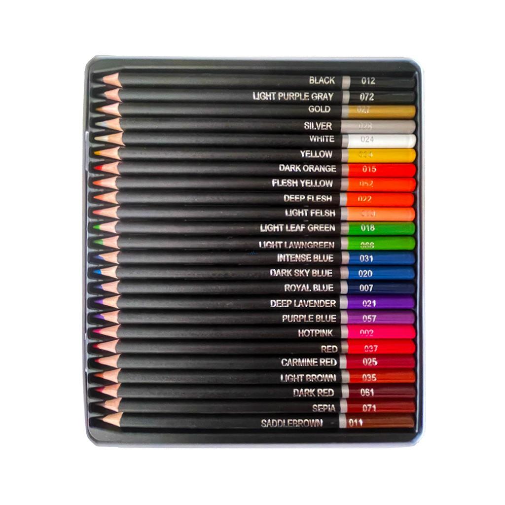 24-colored pencils in durable tin box